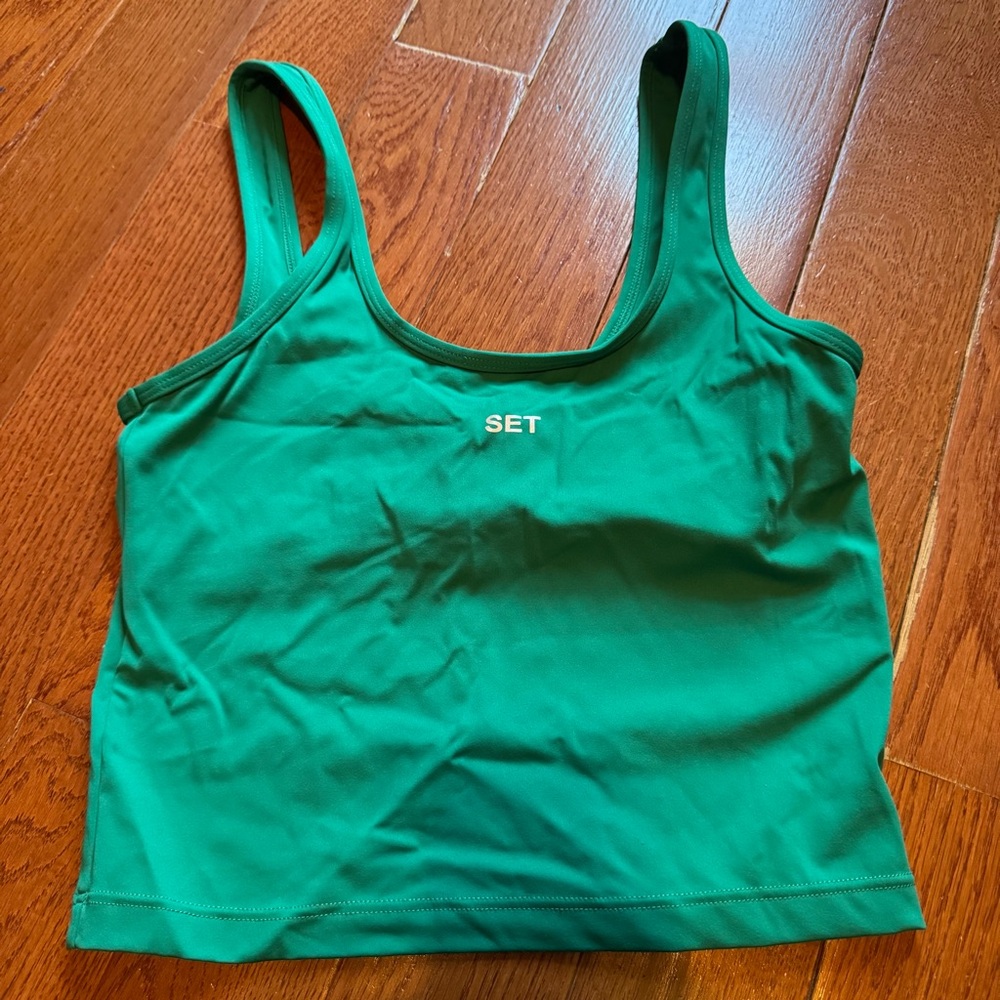 Set Active SPORTBODY DOUBLE SCOOP TANK BRA & Leggings in Palm - Picture 13 of 13
